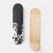 Astronautenkatze schwarz-weiß skateboard (Vorderseite)