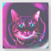 Astronautenkatze Steinuntersetzer (Vorderseite)