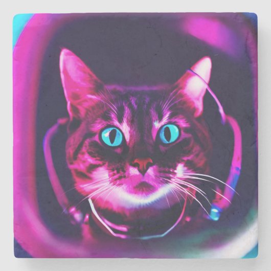 Astronautenkatze Steinuntersetzer (Vorderseite)