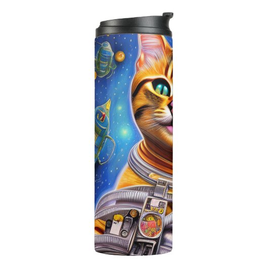 Astronautenkatze Thermosbecher (Nach links gedreht)