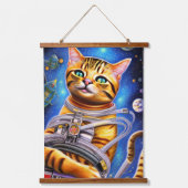 Astronautenkatze Wandteppich Mit Holzrahmen (Vorderseite)