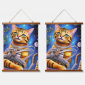 Astronautenkatze Wandteppich Mit Holzrahmen (Doppelt)