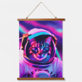 Astronautenkatze Wandteppich Mit Holzrahmen (Vorderseite 2)