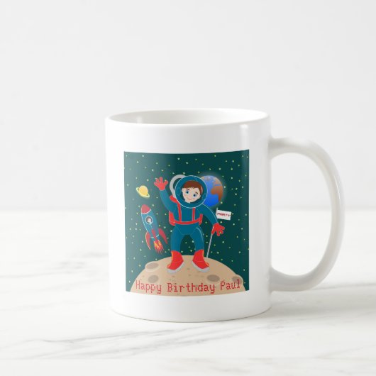 Astronautenkind auf der Mond-Geburtstagsparty Kaffeetasse (Rechts)