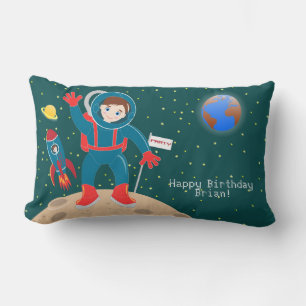 Astronautenkind auf der Mond-Geburtstagsparty Lendenkissen
