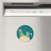 Astronautenkind auf der Mond-Geburtstagsparty Magnet (In Situ (Geschirrspüler))
