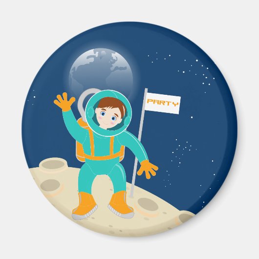 Astronautenkind auf der Mond-Geburtstagsparty Magnet (Vorne)