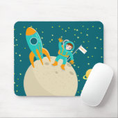 Astronautenkind auf der Mond-Geburtstagsparty Mousepad (Mit Mouse)