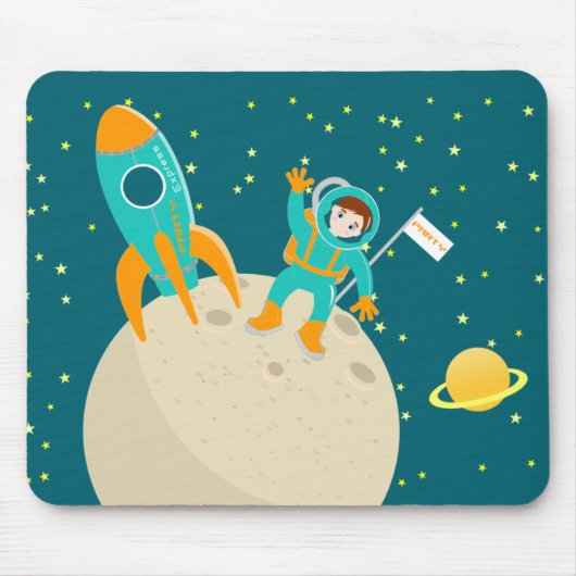 Astronautenkind auf der Mond-Geburtstagsparty Mousepad (Vorne)