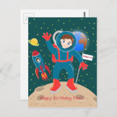 Astronautenkind auf der Mond-Geburtstagsparty Postkarte (Vorne/Hinten)