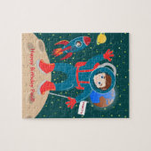 Astronautenkind auf der Mond-Geburtstagsparty Puzzle (Horizontal)