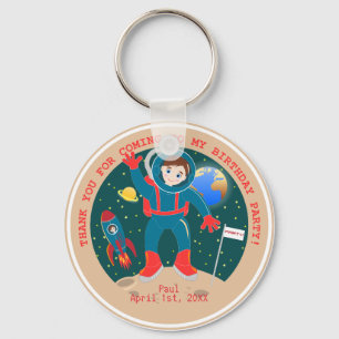 Astronautenkind auf der Mond-Geburtstagsparty Schlüsselanhänger