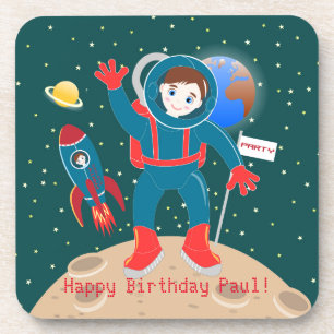 Astronautenkind auf der Mond-Geburtstagsparty Untersetzer