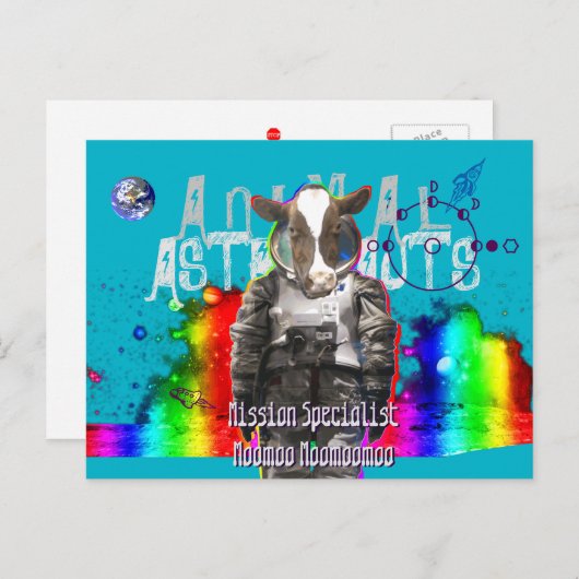 Astronautenkuh Postkarte (Vorne/Hinten)