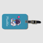 Astronautenlesbuch niedliche Kinder Gepäckanhänger (Vorderseite (Horizontal))