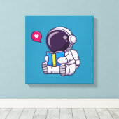 Astronautenlesbuch niedliche Kinder Leinwanddruck (Insitu (Holzboden))