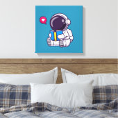 Astronautenlesbuch niedliche Kinder Leinwanddruck (Insitu (Schlafzimmer))