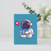 Astronautenlesbuch niedliche Kinder Postkarte (Stehend Vorderseite)