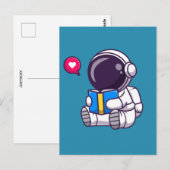 Astronautenlesbuch niedliche Kinder Postkarte (Vorne/Hinten)