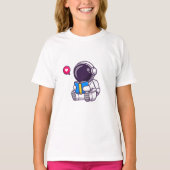 Astronautenlesbuch niedliche Kinder T-Shirt (Vorderseite)