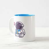 Astronautenlesbuch niedliche Kinder Zweifarbige Tasse (Vorderseite Links)