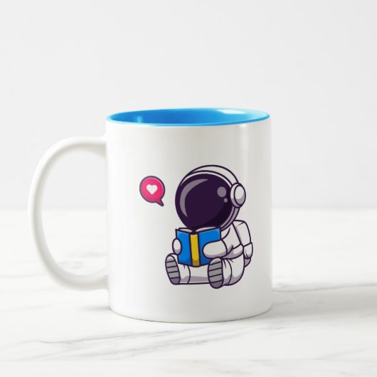 Astronautenlesbuch niedliche Kinder Zweifarbige Tasse (Links)