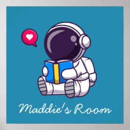 Astronautenlesebuch niedlichen Kinderzimmer Poster