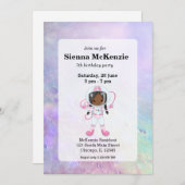 Astronautenmädchen Outer Space Einladung (Vorne/Hinten)