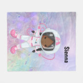 Astronautenmädchen Outer Space Fleecedecke (Vorderseite (Horizontal))