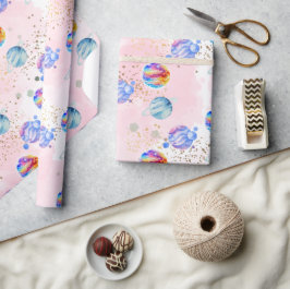 Astronautenmädchen Outer Space Geburtstag Geschenkpapier