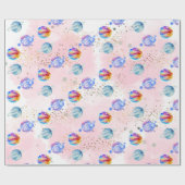 Astronautenmädchen Outer Space Geburtstag Geschenkpapier (Flach)