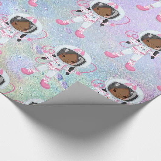 Astronautenmädchen Outer Space Geschenkpapier (Ecke)