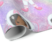Astronautenmädchen Outer Space Geschenkpapier (Rolleneckpunkt)