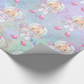 Astronautenmädchen Outer Space Geschenkpapier (Ecke)