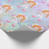Astronautenmädchen Outer Space Geschenkpapier (Ecke)
