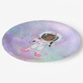 Astronautenmädchen Outer Space Pappteller (Schrägansicht)