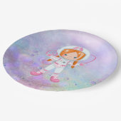 Astronautenmädchen Outer Space Pappteller (Schrägansicht)