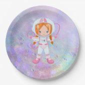 Astronautenmädchen Outer Space Pappteller (Vorderseite)