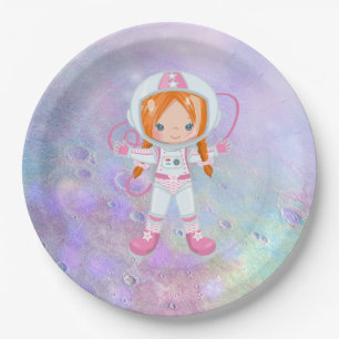 Astronautenmädchen Outer Space Pappteller