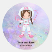 Astronautenmädchen Outer Space Runder Aufkleber (Vorderseite)
