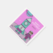 Astronautenmädchen und Raketenmond Weltraum zum Ge Serviette (Ecke)