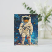 Astronautenmalerei Postkarte (Stehend Vorderseite)