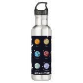 Astronautenmonogramm-Sonnensystem Cool Kids Modern Edelstahlflasche (Vorderseite)