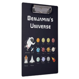 Astronautenmonogramm Weltraumkids Farbige Coole Klemmbrett