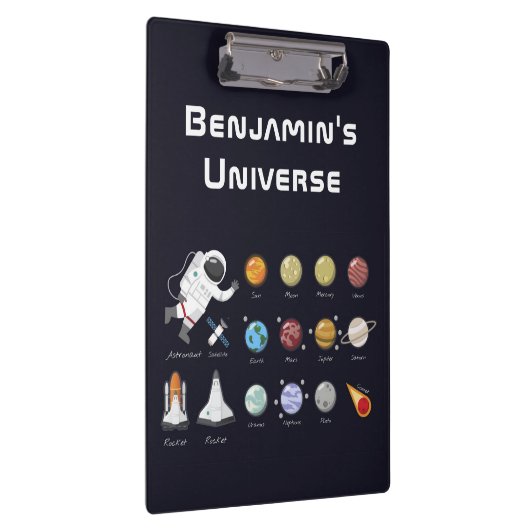 Astronautenmonogramm Weltraumkids Farbige Coole Klemmbrett (Rechts)