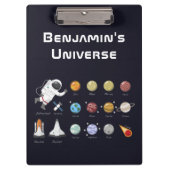 Astronautenmonogramm Weltraumkids Farbige Coole Klemmbrett (Vorderseite)