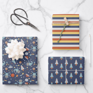 Astronautenmuster Geschenkpapier Set