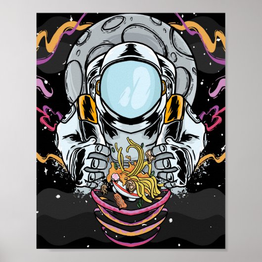 Astronautennudelbruch im Weltraum Poster (Vorne)