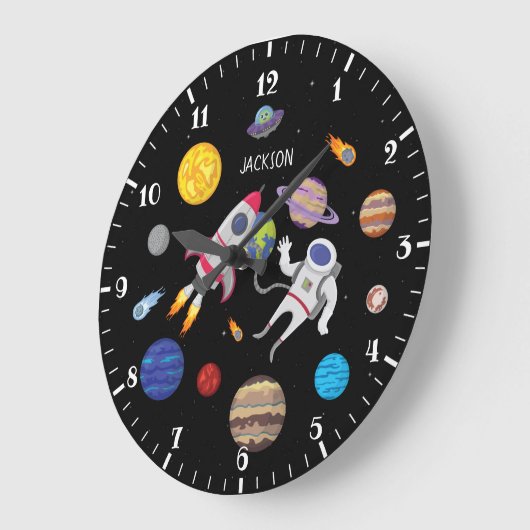 Astronautenplanet des Sonnensystems Cartoon Weltra Große Wanduhr (Winkel)