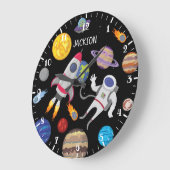 Astronautenplanet des Sonnensystems Cartoon Weltra Große Wanduhr (Winkel)